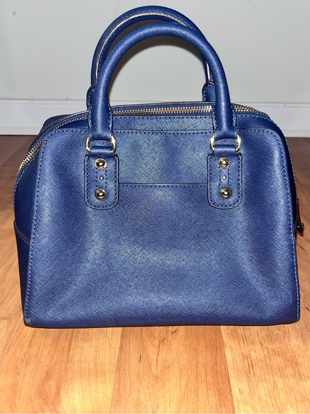 Michael Kors Royal Blue Saffiano Leather Satchel with Gold-Tone Hardware - Picture 2 of 10